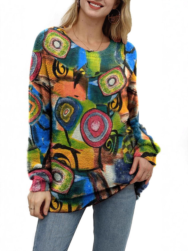 Yzt-Ddmtt Solid Color Mink Fur Printed Sweater, Cross-Border Amazon Best-Selling Model, Exclusively for Cross-Border Sales, Popular Women's Loose Fit