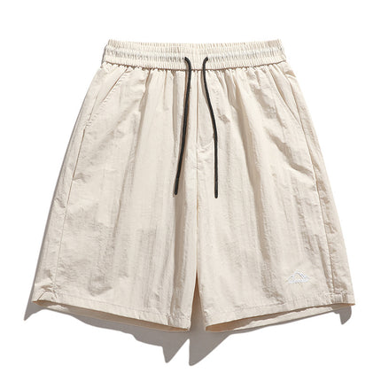 Summer Quick-drying Shorts Couples Same Style Sports Hong Kong Style Casual Pants Trendy All-match Embroidered Ice Silk Shorts for Men
