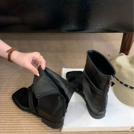 Korean Style Niche Retro Women's Boots Punk Street Color-Washed Trouser Boots 2024 Winter New Mid-Calf Fashion Boots for Women