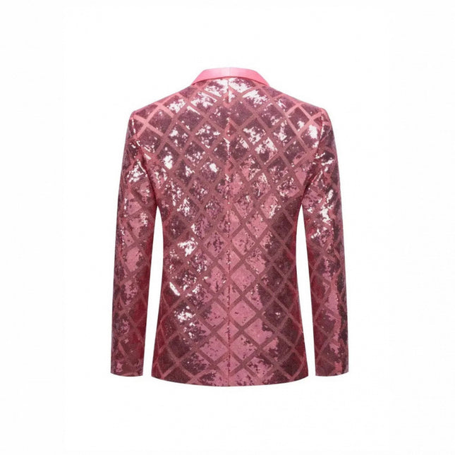 Cross-Border Sequined Nightclub Suit Set for Men, New Foreign Trade Pink Banquet Stage Dress Two-Piece Set