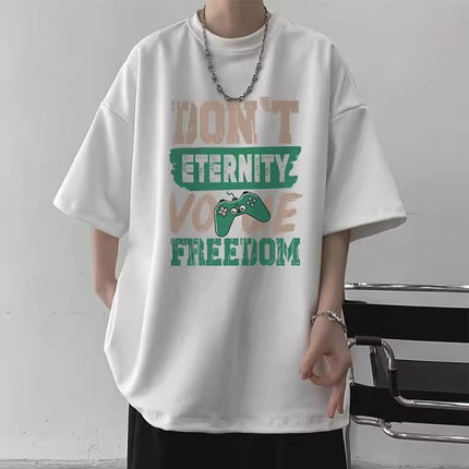 2024 Summer Short-sleeved Loose T-shirt Men's Trendy Brand Casual Half-sleeved Trendy T-shirt Base Shirt Five-sleeved Top