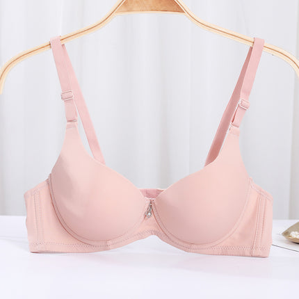 Factory spot solid color glossy seamless bra women's upper thin lower thick gather upper support seamless underwear Japanese style small bra