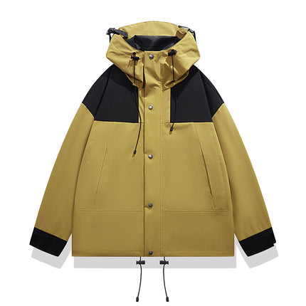 Jacket Men's Autumn 2024 New Arrival Single Rush Clothes Outdoor Couple Color-block Removable Cap Waterproof Loose Jacket