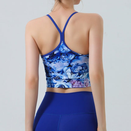 European and American Amazon Cross-border Good-looking Rose Printed Tight Yoga Clothing Beauty Vest Women's Fitness Underwear Sports Bra