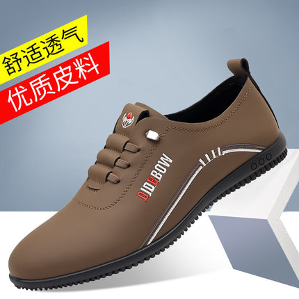 Summer Leather Shoes Soft Leather Men's Shoes Soft Sole Men's Business Casual Shoes One Pedal Lightweight Bean Shoes Board Shoes