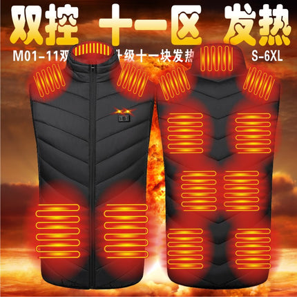 Cross-Border Popular Men's Stand-Up Collar Heating Vest Cotton Vest Electric Heating Vest USB Powered Intelligent Constant Temperature Heating Clothing
