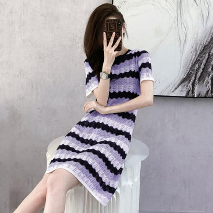 Summer New Style Small Fragrance Casual Temperament High-End Green Dress Women's Summer Gentle Ice Silk Skirt…