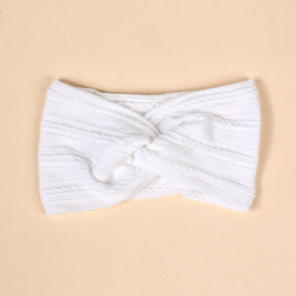 Cross-Border Kidsren's Hair Accessories European and American Popular Baby Cross Headband Jacquard Twist Bow Baby Pure Color Hairband