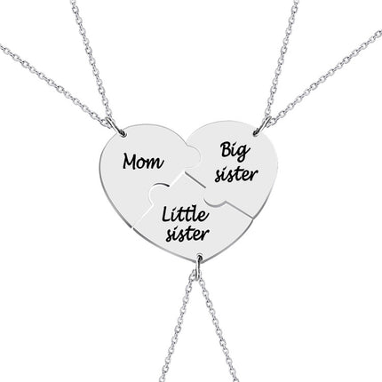Cross-Border Family Interlocking Necklace Keychain with Engraving Option, Pendant for Couples, Friends, Roommates, Set of Jewelry Gifts