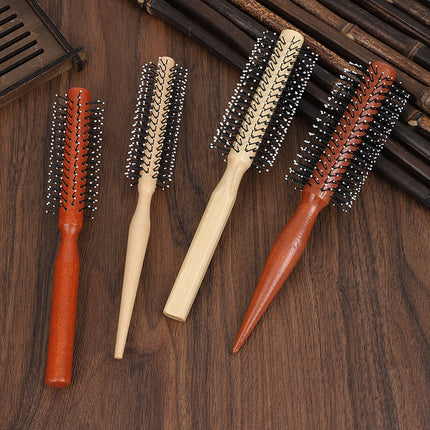 Curly Hair Comb Children's Special Wooden Curly Comb Blowing Style Comb Buckle Barber Shop Hair Salon Professional Cylinder Roll Comb Foreign Trade