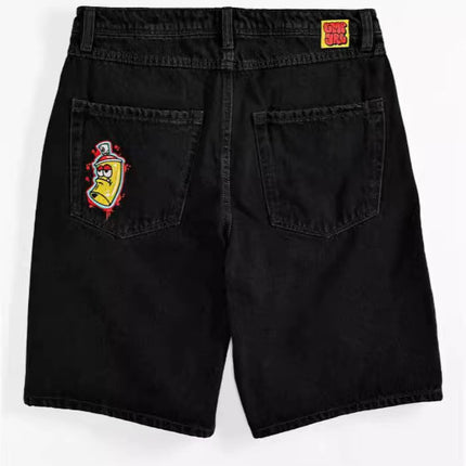 Cross-border E-commerce Skateboard Denim Shorts Washed Denim Shorts Men's Summer Loose Retro Trendy Brand Casual Shorts