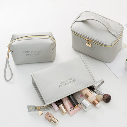 New Cross Pattern Pu Leather Cosmetic Bag Waterproof Storage Toiletry Bag Portable Multi-Functional Skin Care Product Storage Cosmetic Bag