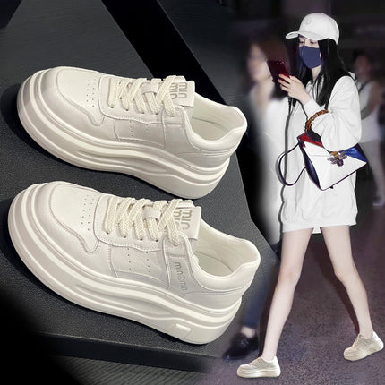 Thick-Soled White Sneakers for Women, 2026 Spring New Style, Height-Increasing Versatile Sneakers for Petite Women, Student Sports Casual Shoes