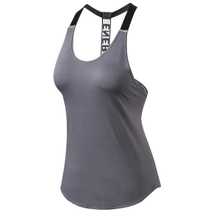 Women's Sports Vest Fitness Yoga Running T-Shaped Suspender Cover-Up Quick-Drying Breathable Loose Vest 2023