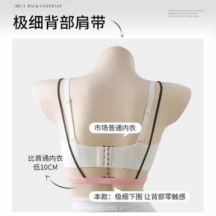 Contrasting Color Simple Style Beautiful Back Nearby Girl's Non-marking Triangle Cup Thin Strapless Non-rimmed Bra Sexy Bra