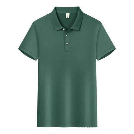 High-Quality Ice Silk Short-Sleeved Polo Shirt with Custom Printed Logo, Summer Breathable Lapel Quick-Drying Work Clothes, Work Clothes Printing