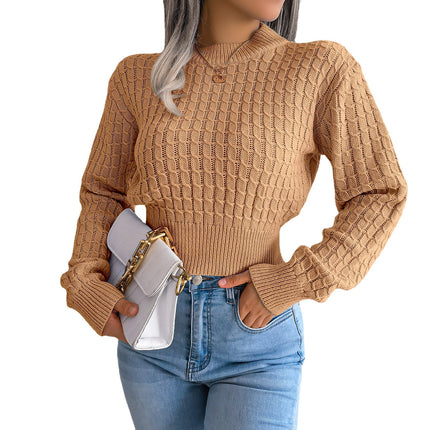 Clearance Sale: Real Photos of European and American Autumn/Winter Street Style Cable Knit Long-Sleeve Cropped Sweater. Amazon Cross-Border Women's Clothing