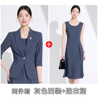 Two-piece set gray suit + dress / S