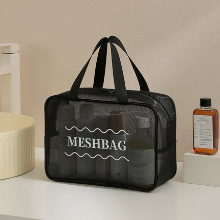 Mesh Toiletry Portable Swimming Bag Large Capacity Beach Bag Drain Bath Fitness Swimsuit Mesh Bath Bag