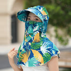 Navy blue flower-sun protection hat / Free size