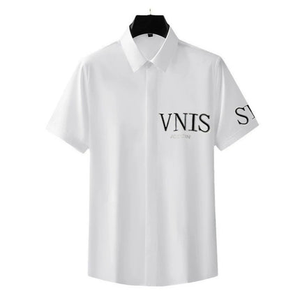 Shirt with a Light Luxury and High-End Feel, Embroidered with Rhinestones, Vnis Short-Sleeve Shirt, Light Luxury, Stylish Men's Casual Versatile Shirt