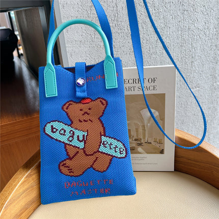 High Elastic Knitted Satchel Fashion Shoulder Bag 2024 Satchel Simple Versatile Student Casual Bag Large Capacity Mobile Phone Bag
