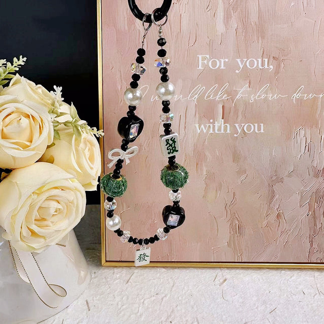Cross-Border New Product, Versatile and Fortune-Attracting Alloy Chinese-Style Handmade Beaded Phone Case Pendant, Anti-Lost Lanyard Wholesale