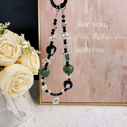 Cross-Border New Product, Versatile and Fortune-Attracting Alloy Chinese-Style Handmade Beaded Phone Case Pendant, Anti-Lost Lanyard Wholesale