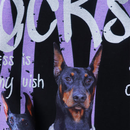 Trendy Brand American Rock Digital Printed Alphabet Doberman Dog Three Dog Short-sleeved T-shirt Fat Man Plus Fat Plus Duffy Handsome