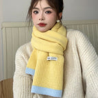 Contrast color knitted scarf--5 lemon yellow / 30*160