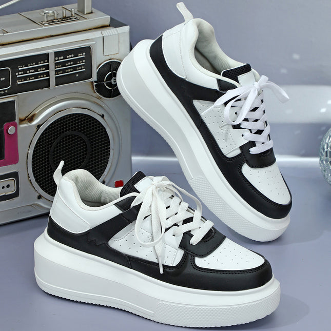 Korean-style Trendy New Thick-soled Fashionable Board Shoes Lace-up Casual sneaker Soft-soled Comfortable Outdoor Couple's Trendy Shoes