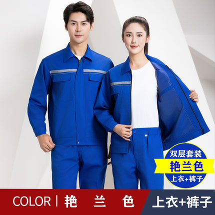 Spring and Autumn Anti-Static Work Clothes Single and Double Layer Gas Station Liquefied Station Gas Station Chemical Men's and Women's Long-Sleeved Work Clothes