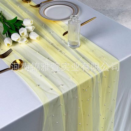 Amazon Pearl Tulle Lace Table Runner Wedding Party Outdoor Decoration Tablecloth Amazon Manufacturer Supply