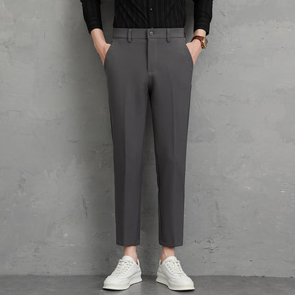 Summer New Men's Casual Trousers Korean Style Small Leg Light Business Men's Trousers Dress Pants Cropped