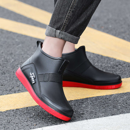 Summer Rain Boots, Short-Tube Men's Wading Boots, Fishing Boots, Medium-Short-Tube Night Reflective Strips, Rubber Shoes, Work Shoes, Labor Protection Shoes