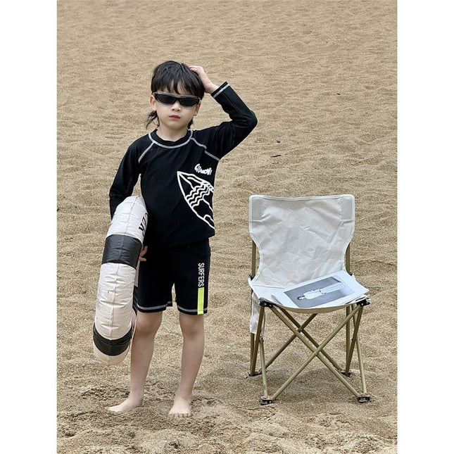 Children's Swimsuit Boy Split Long-Sleeved Professional Training Swimsuit 2025 New Summer Baby Quick-Drying Seaside Vacation