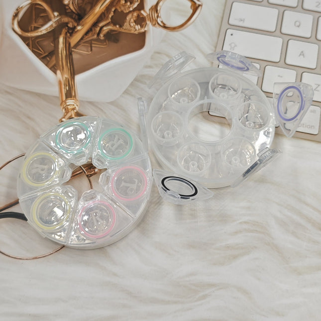 Round invisible color contact lens box three pairs of press double box beauty pupil box flip water box wholesale