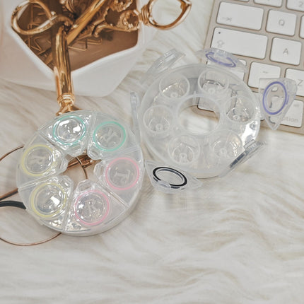 Round invisible color contact lens box three pairs of press double box beauty pupil box flip water box wholesale
