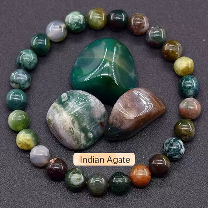 SHINE/TEMU Cross-border Natural Stone Agate Crystal Beaded Bracelet Apatite Lapis Lapis Bracelet for Men and Women
