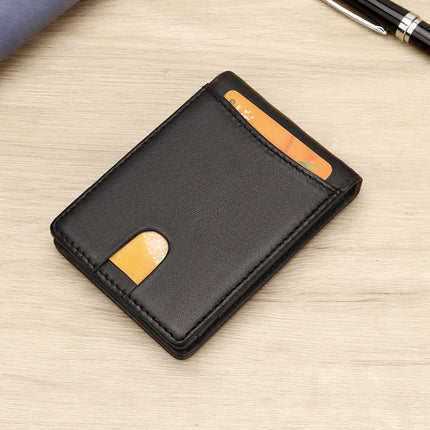 in stock foreign trade rfid gold clip card bag minimalist men's retro wallet cross-border crazy horse leather pull wallet