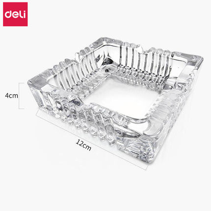 Deli Ashtray Living Room Office Large, Medium and Small Transparent Glass Cylinder Simple and Generous Thickened Glass Ashtray