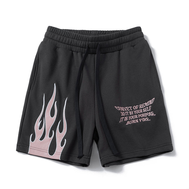 US Flame Sports Shorts Summer New Arrival Cloth Embroidered Loose Straight Shorts Basketball Pants for Men and Women