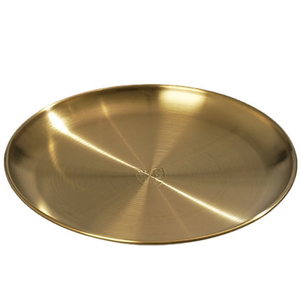 304 Stainless Steel Round Plate Korean Barbecue Plate Snack Plate Western Food Plate Bone Plate Steak Plate Tableware Fruit Bone Plate