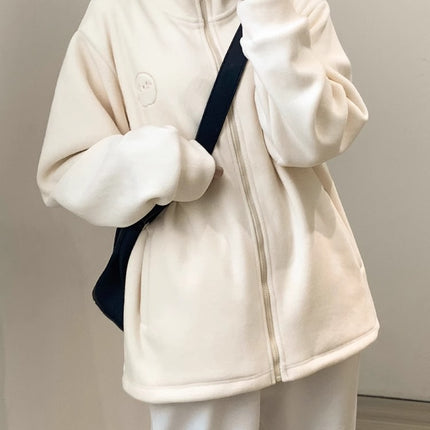 Winter Fleece Jacket for Women, Softshell Jacket with Inner Lining, Stand Collar, Lamb Wool Sweatshirt, Autumn Style, Inner Layer, Winter Style, 2025 New Model