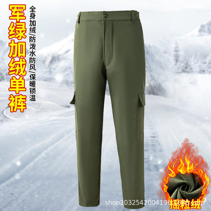 Autumn and Winter fleece-lined work clothes suit thickened cold-proof warm construction site workshop work protective clothing camouflage clothing for men