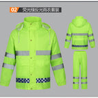 Blue check reflective suit, thickened double layer, fluorescent green top + fluorescent green pants + hat brim / M