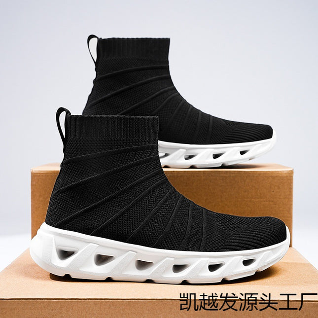 sneaker men's high-top socks cross-border plus size high elastic woven mesh shoes men's shoes sneakers