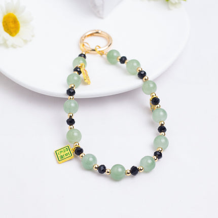 Glass Mobile Phone Chain Car Keychain Pendant Imitation Green Agate Wrist Lanyard Retro Safety Marshal