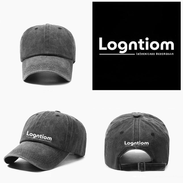 Cross-Border Baseball Cap Pure Cotton Washed Retro Distressed Solid Color Light Plate Hat Men's Plus Picture Plus Word Soft Top Peaked Cap