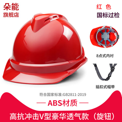 Safety Helmet for Men on Construction Sites, National Standard Abs Thickened Fiberglass Construction Leader Helmet with Printed Text for Protection